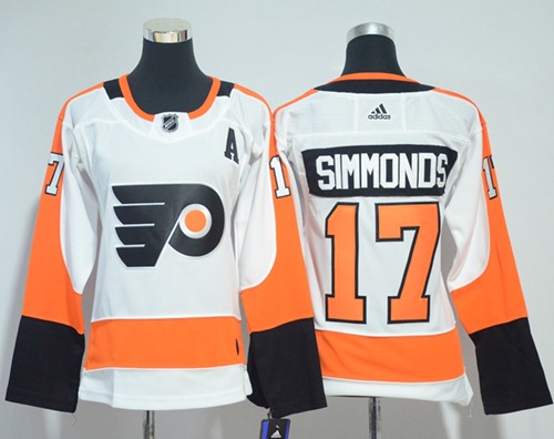 Adidas Philadelphia Flyers 17 Wayne Simmonds White Road Authentic Women Stitched NHL Jersey